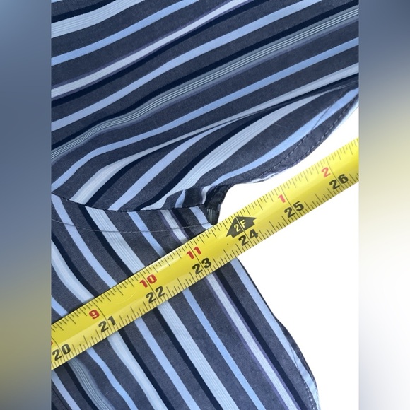 Men's Bugatchi Classic Fit Dress Shirt Blue Stripe Long Sleeve Button Up L - Picture 4 of 5